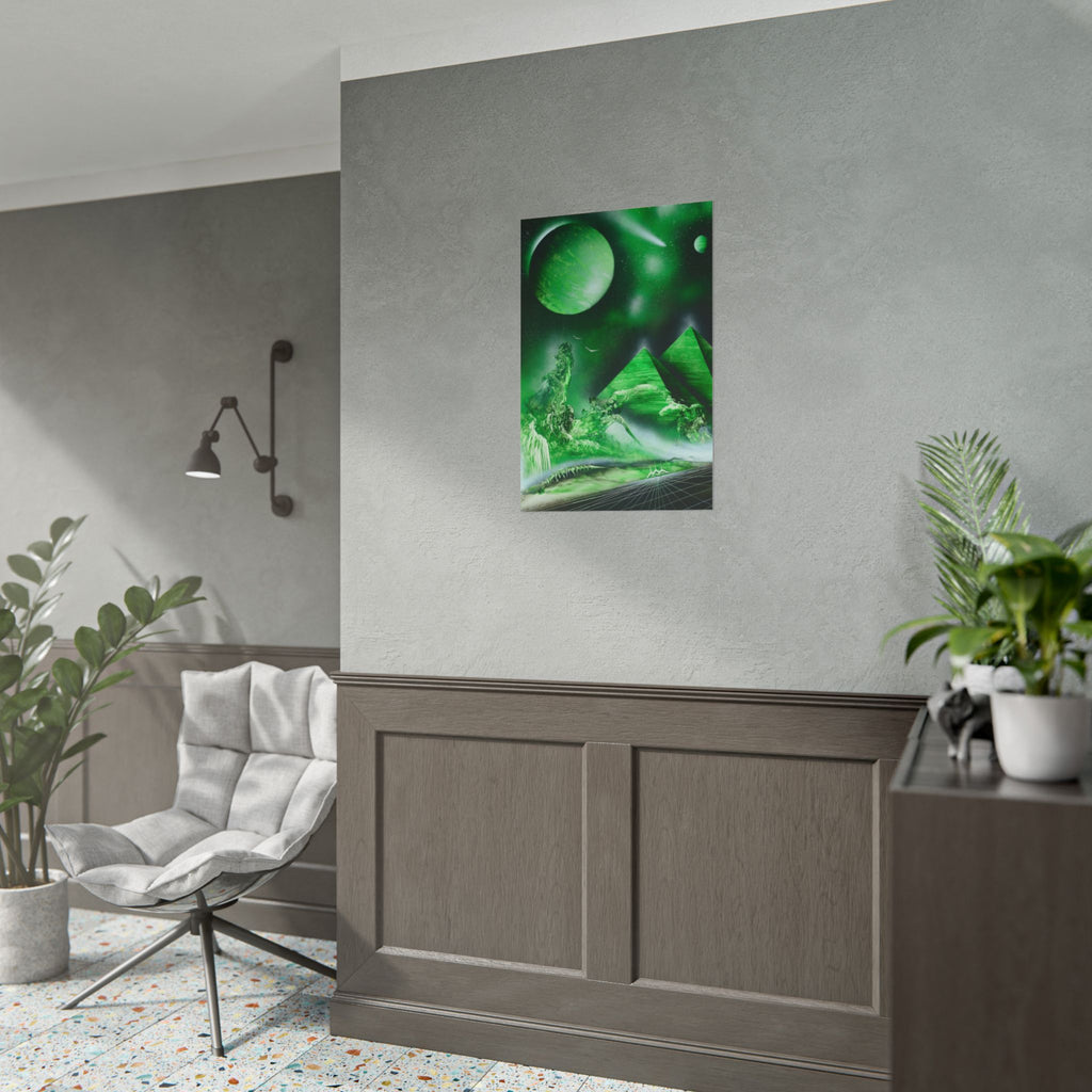 Spray Paint Art Green Cosmic Pyramids Poster