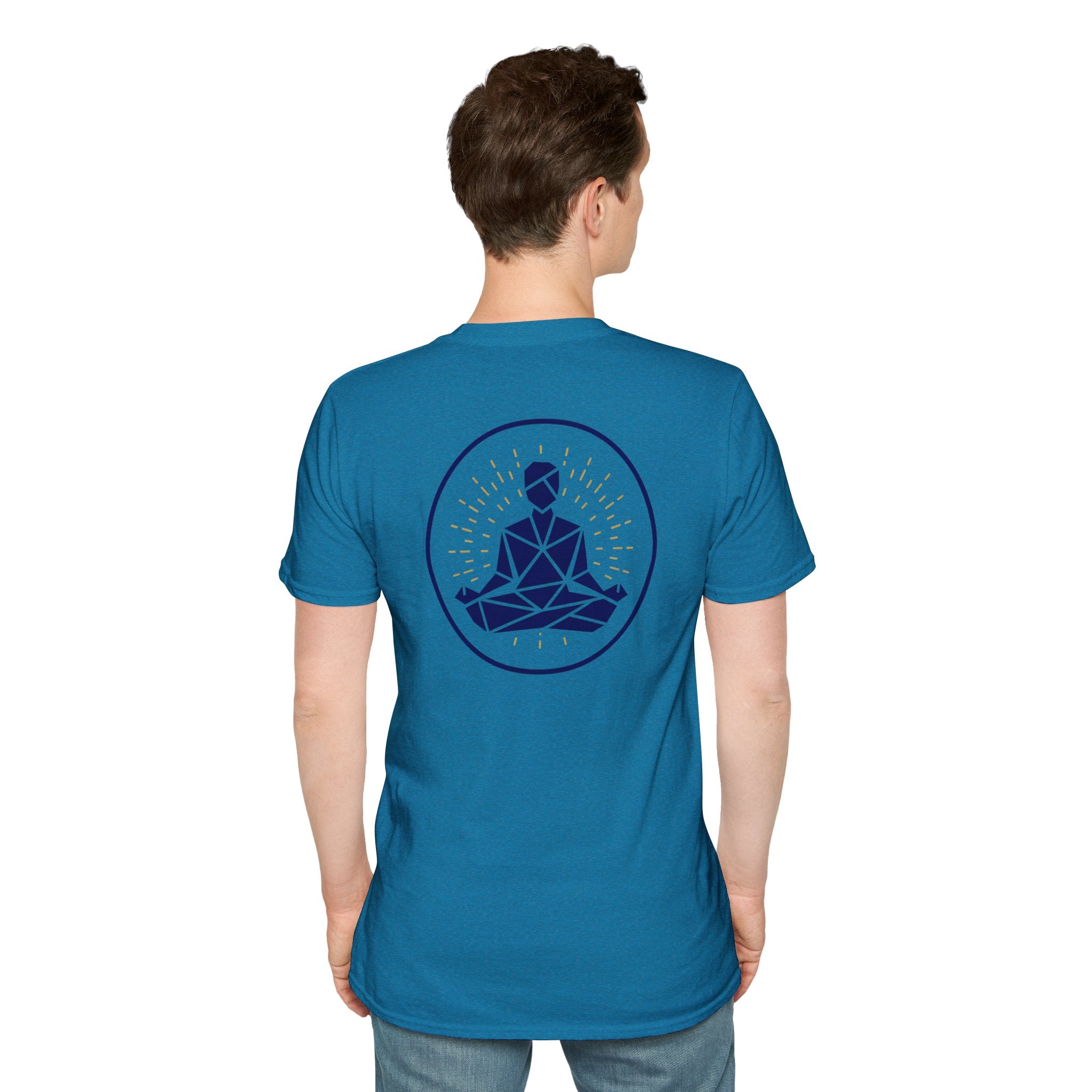 Blue Yogi With Radiating Light  Tee - Back Only Design