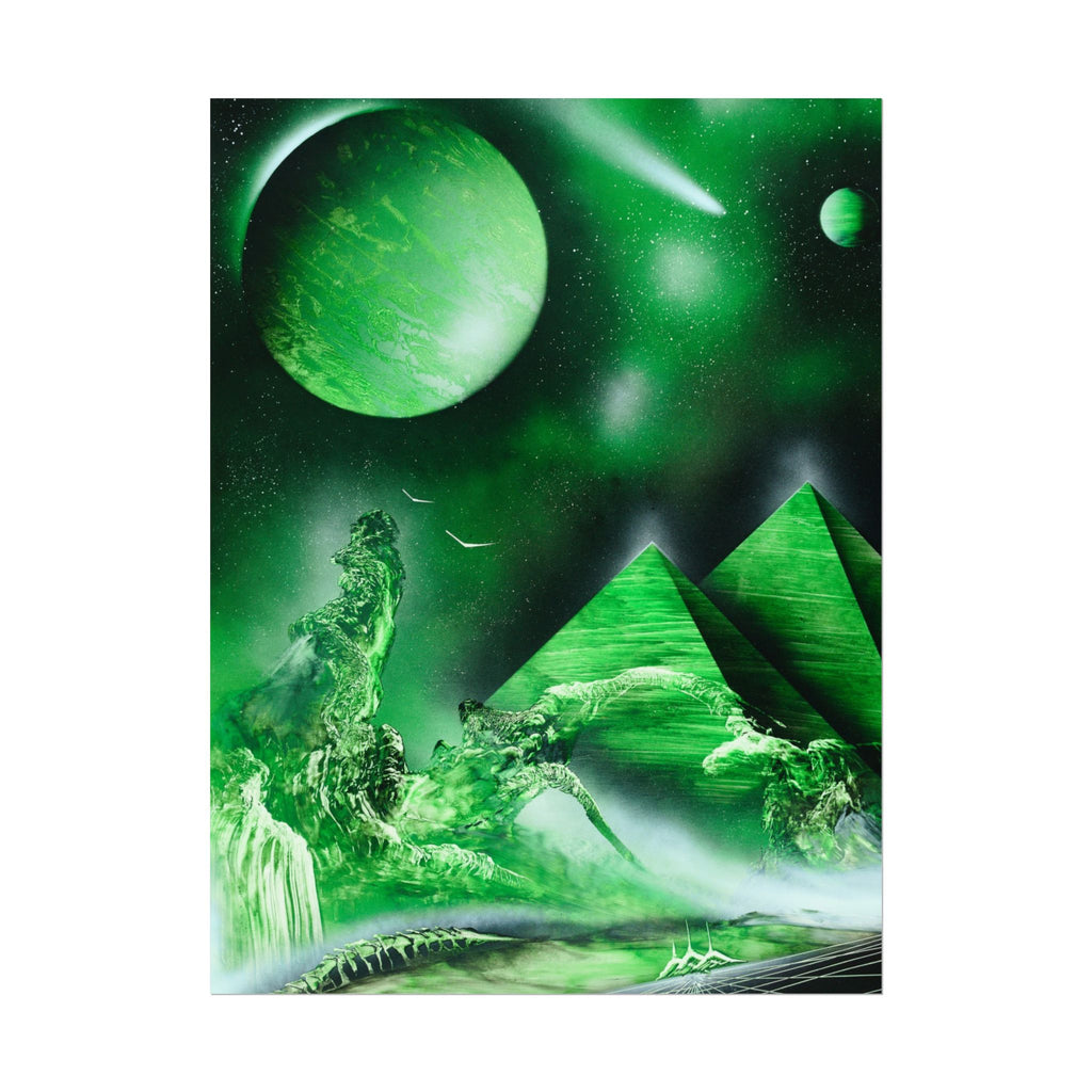 Spray Paint Art Green Cosmic Pyramids Poster
