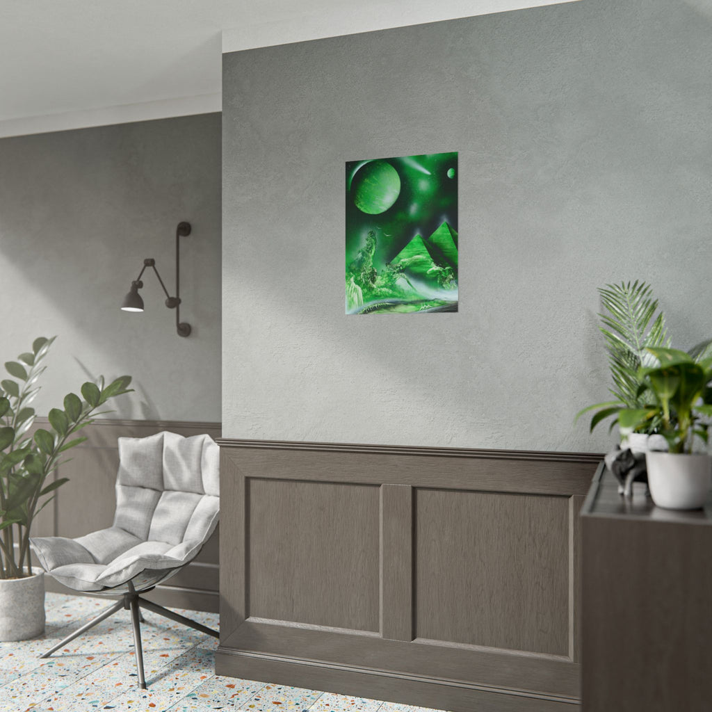 Spray Paint Art Green Cosmic Pyramids Poster