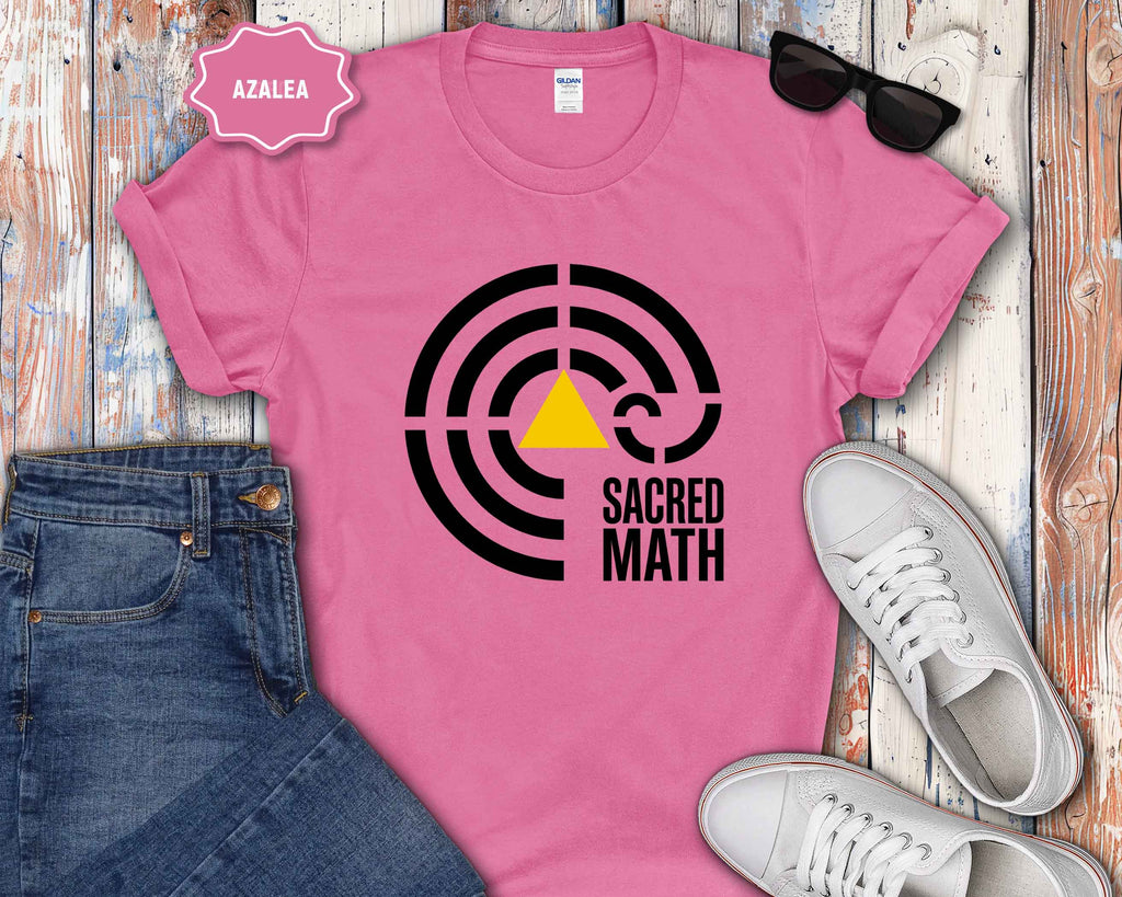 Sacred Math Graphic T-Shirt — Geometric Triangle & Maze Design