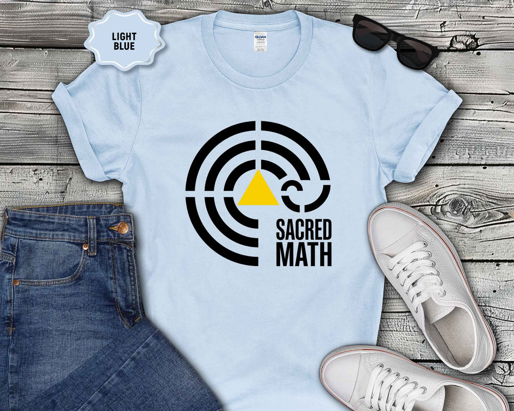 Sacred Math Graphic T-Shirt — Geometric Triangle & Maze Design