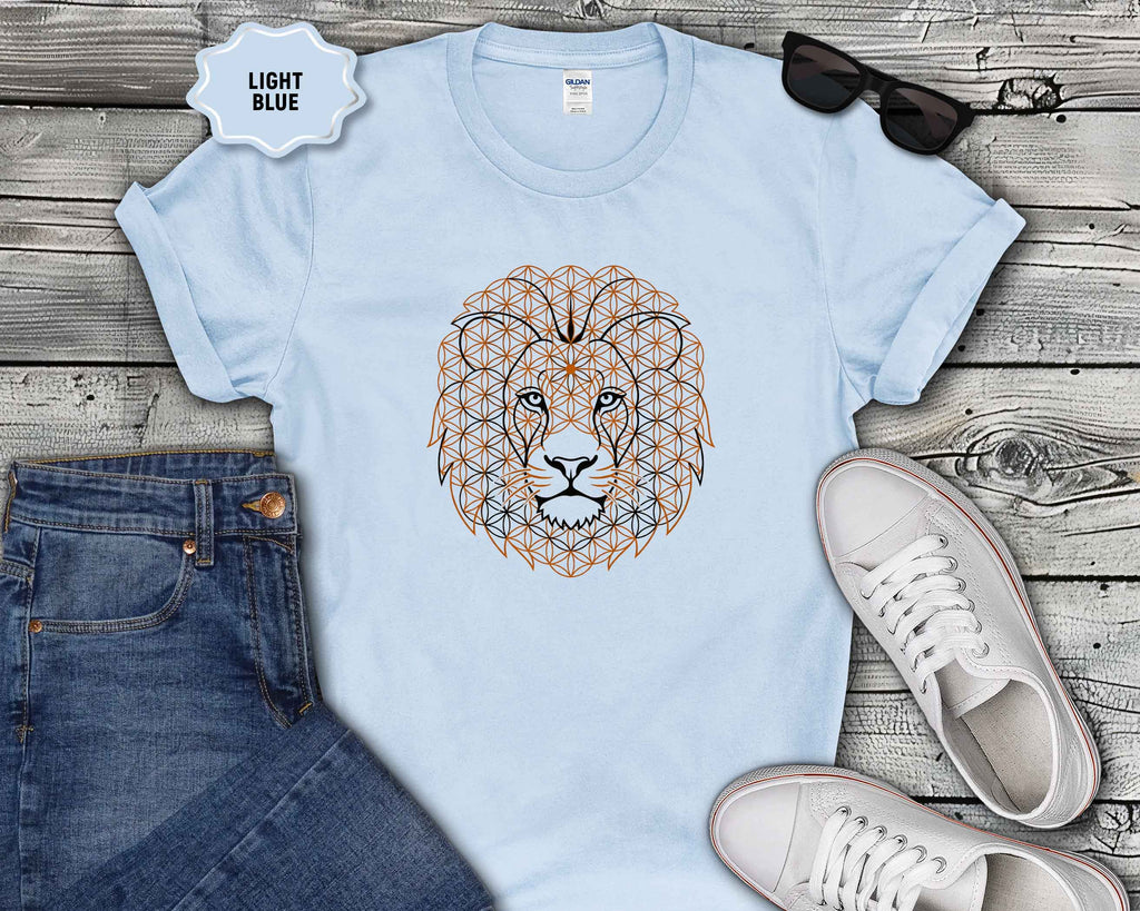 Lion Geometric Tee — Floral Mandala Lion Graphic T-Shirt