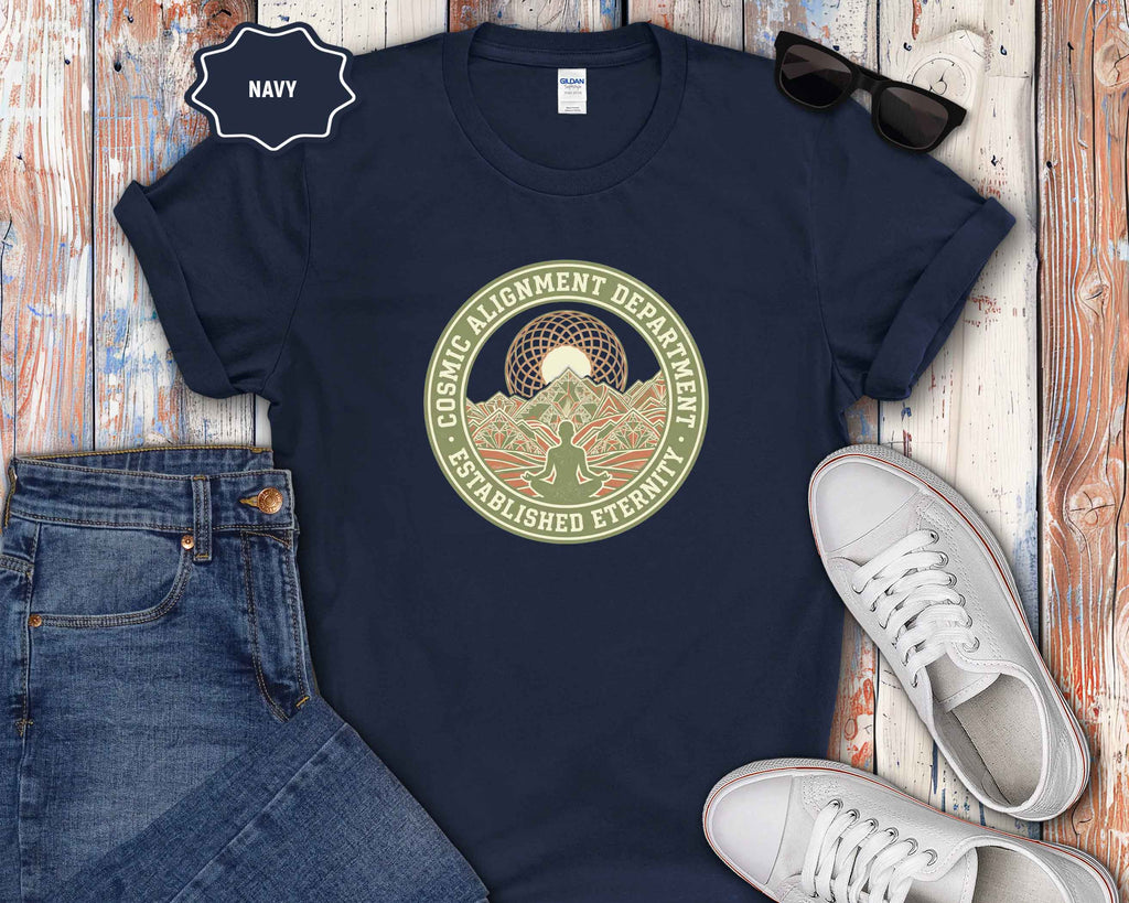 Cosmic Alignment T-Shirt – "Established Eternity" Mountain Meditation Graphic