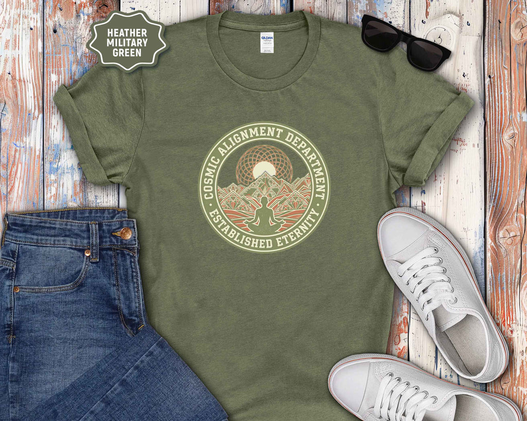 Cosmic Alignment T-Shirt – "Established Eternity" Mountain Meditation Graphic