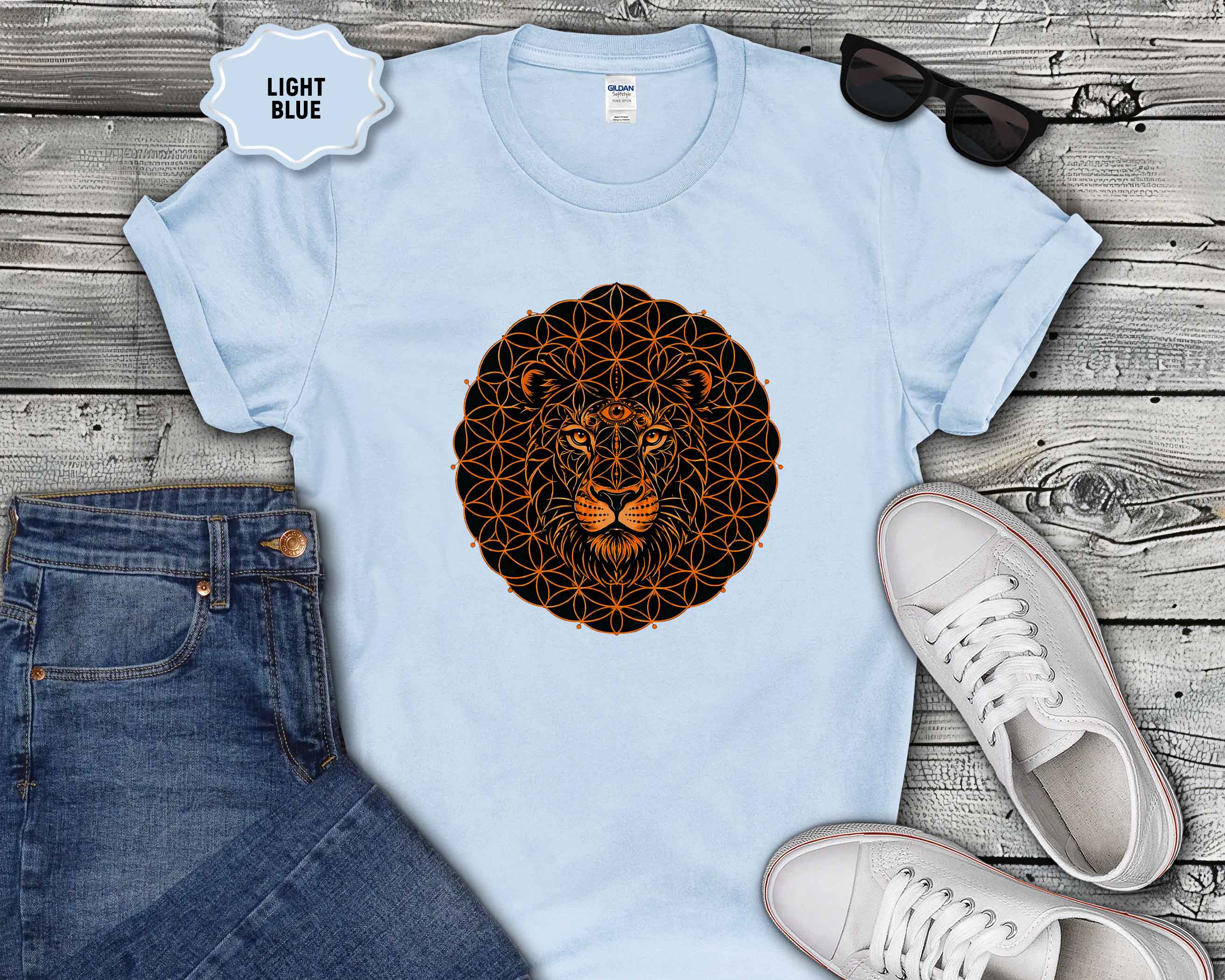 Lion Mandala T-Shirt — Geometric Floral Lion Graphic Tee