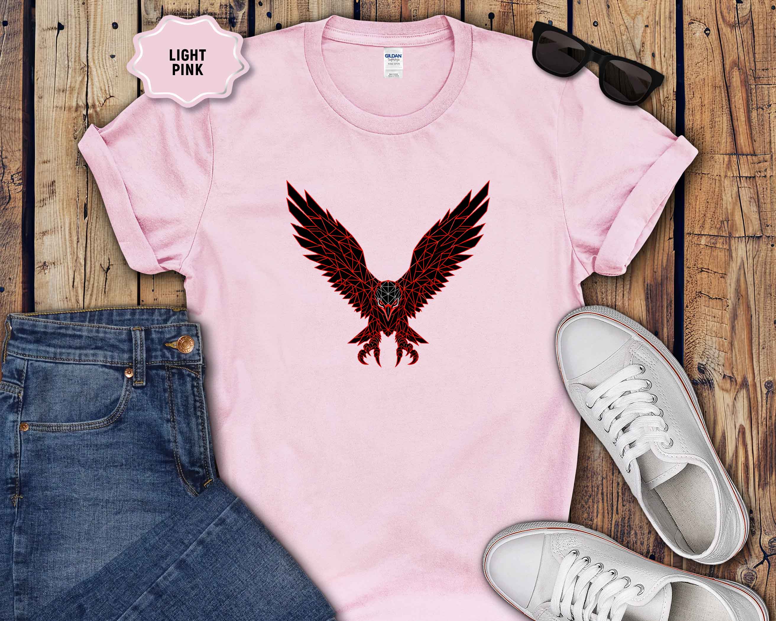 Eagle Wings Graphic T-Shirt — Soaring Red & Black Bird Design