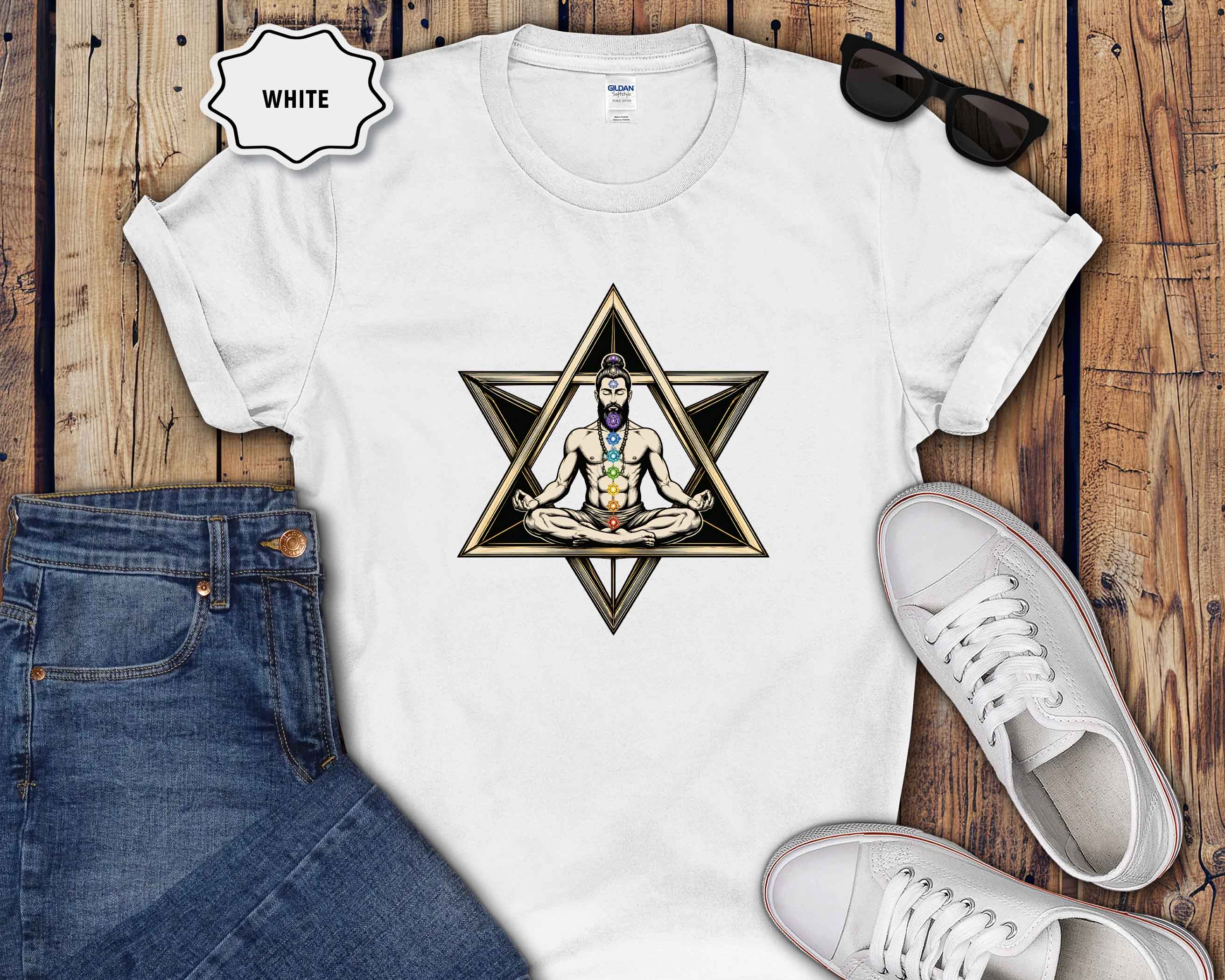 Meditating Yogi with Chakra Star T-Shirt