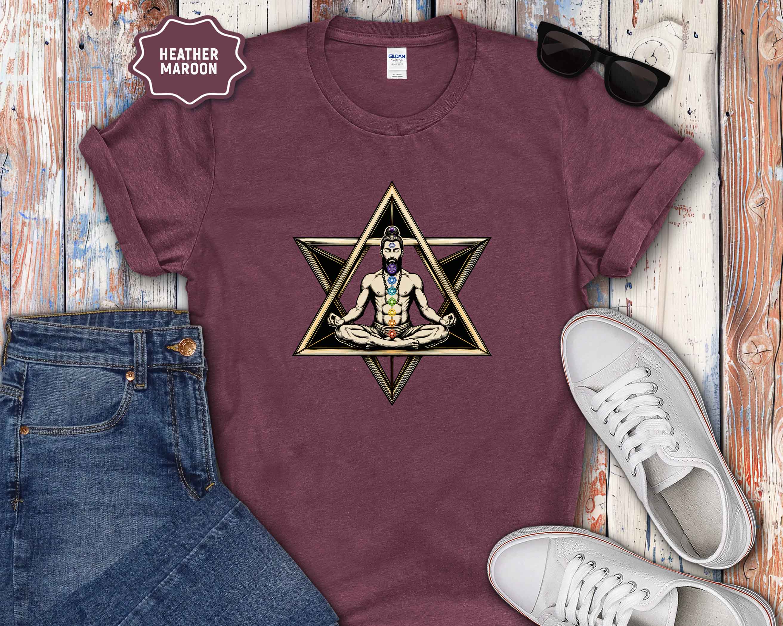 Meditating Yogi with Chakra Star T-Shirt