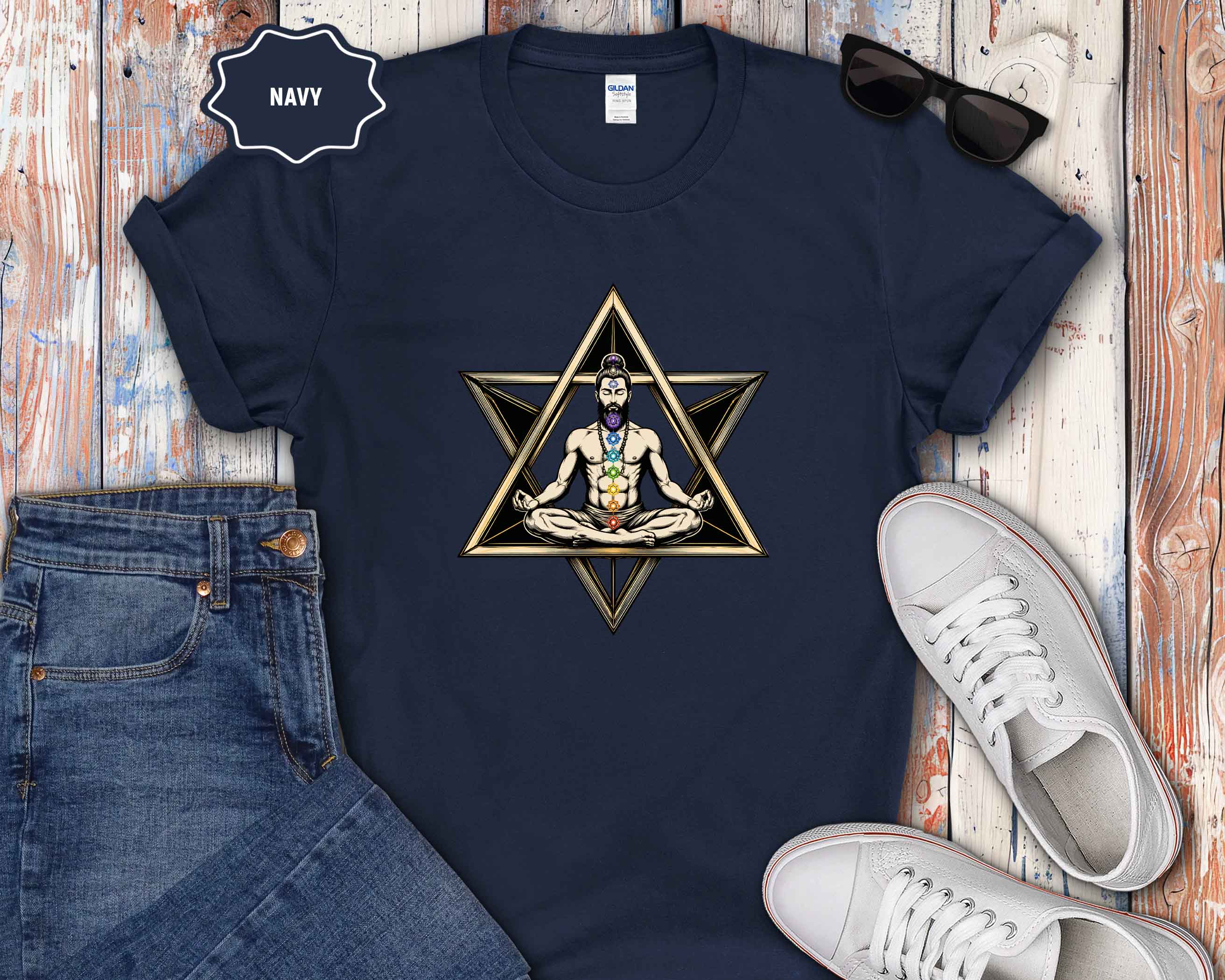 Meditating Yogi with Chakra Star T-Shirt