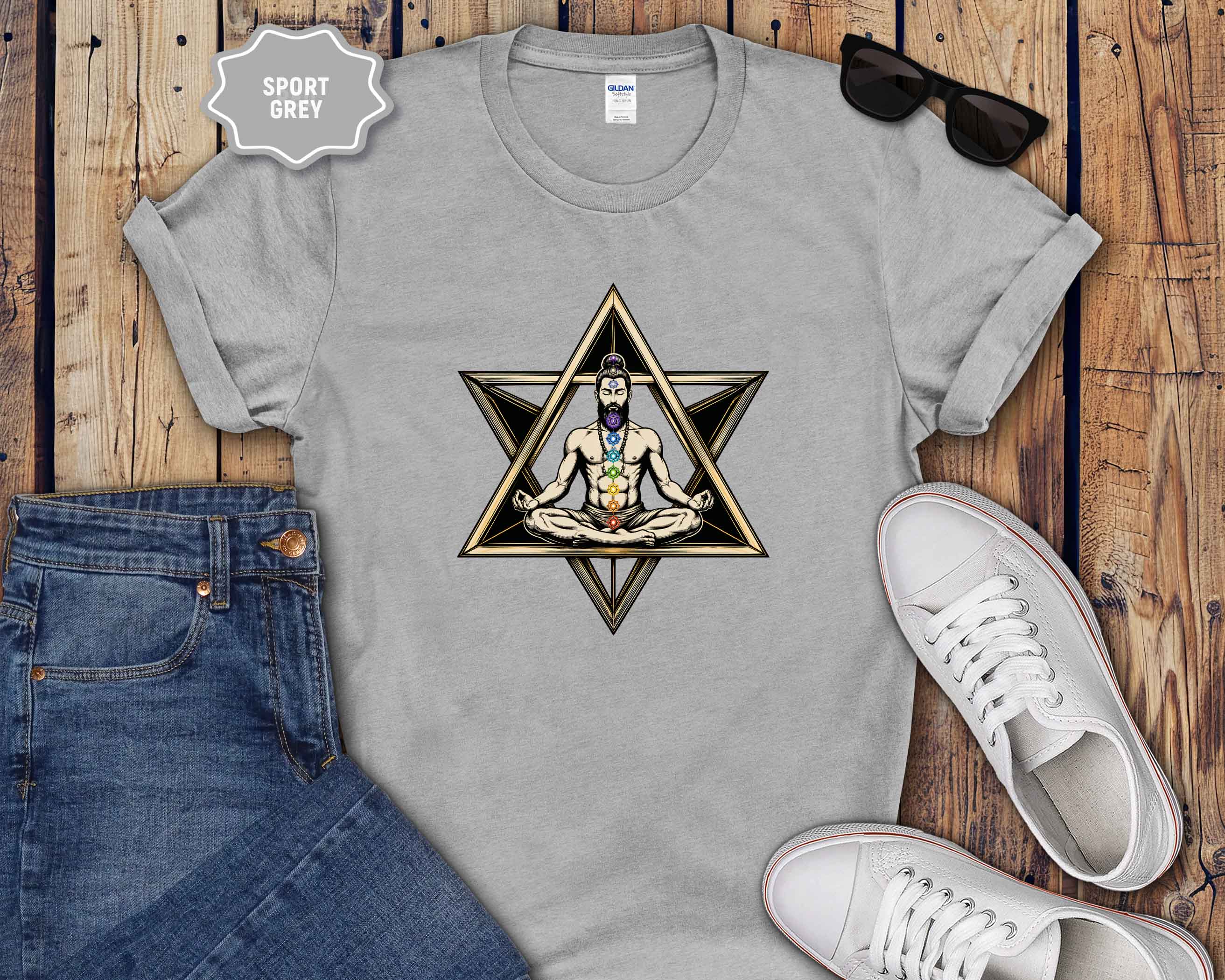 Meditating Yogi with Chakra Star T-Shirt