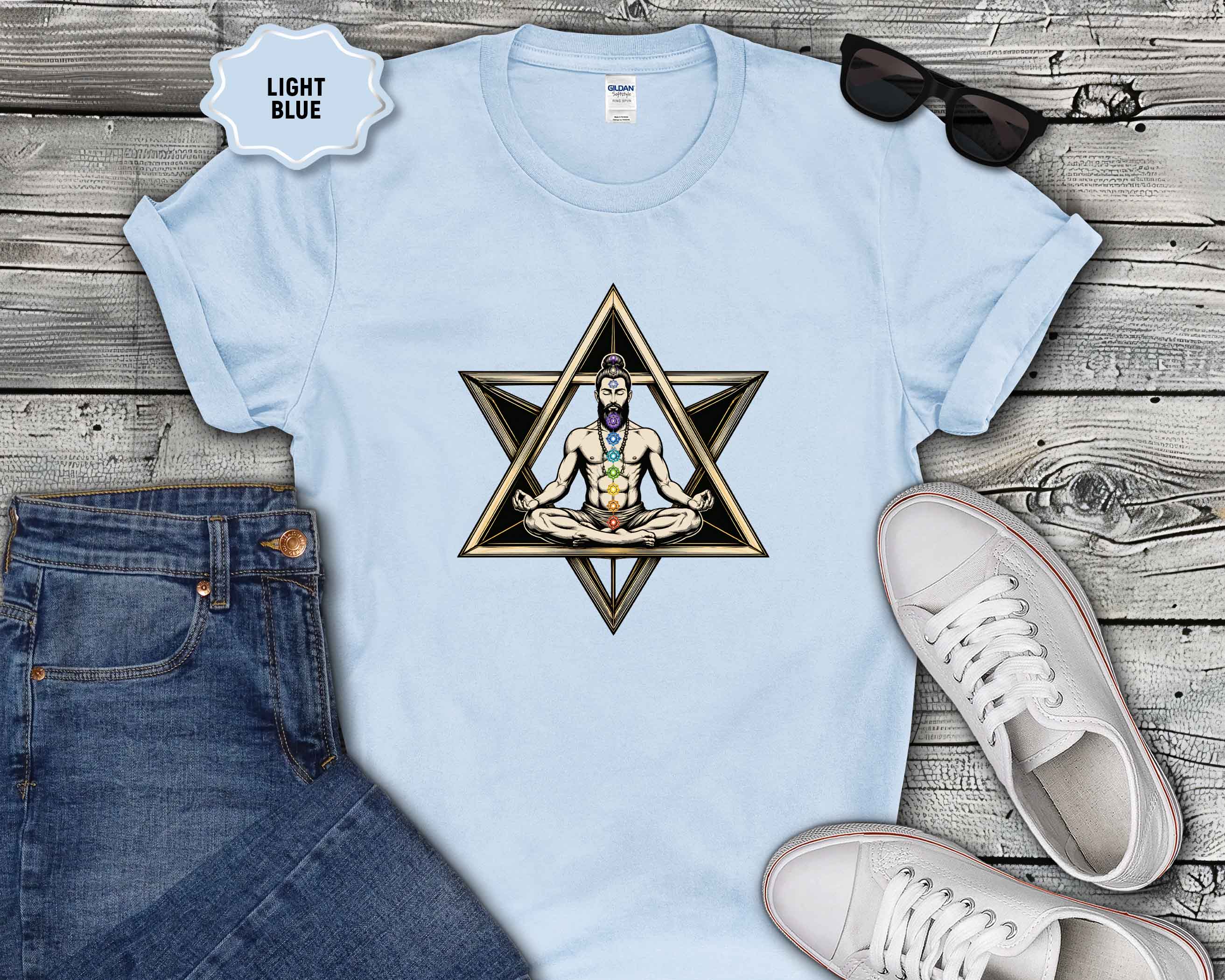 Meditating Yogi with Chakra Star T-Shirt