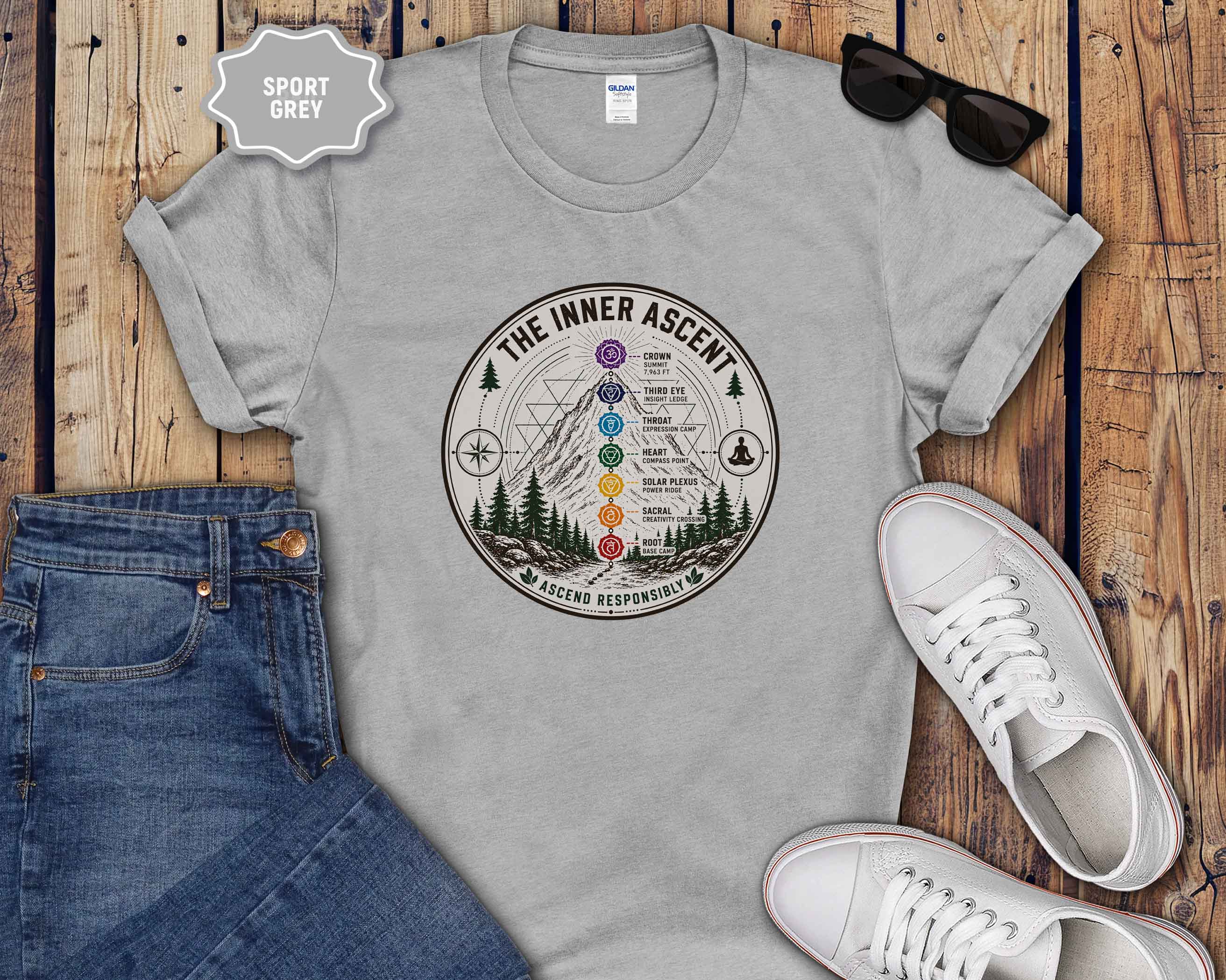 Chakra Mountains T-Shirt — The Inner Ascent Spiritual Yoga Tee