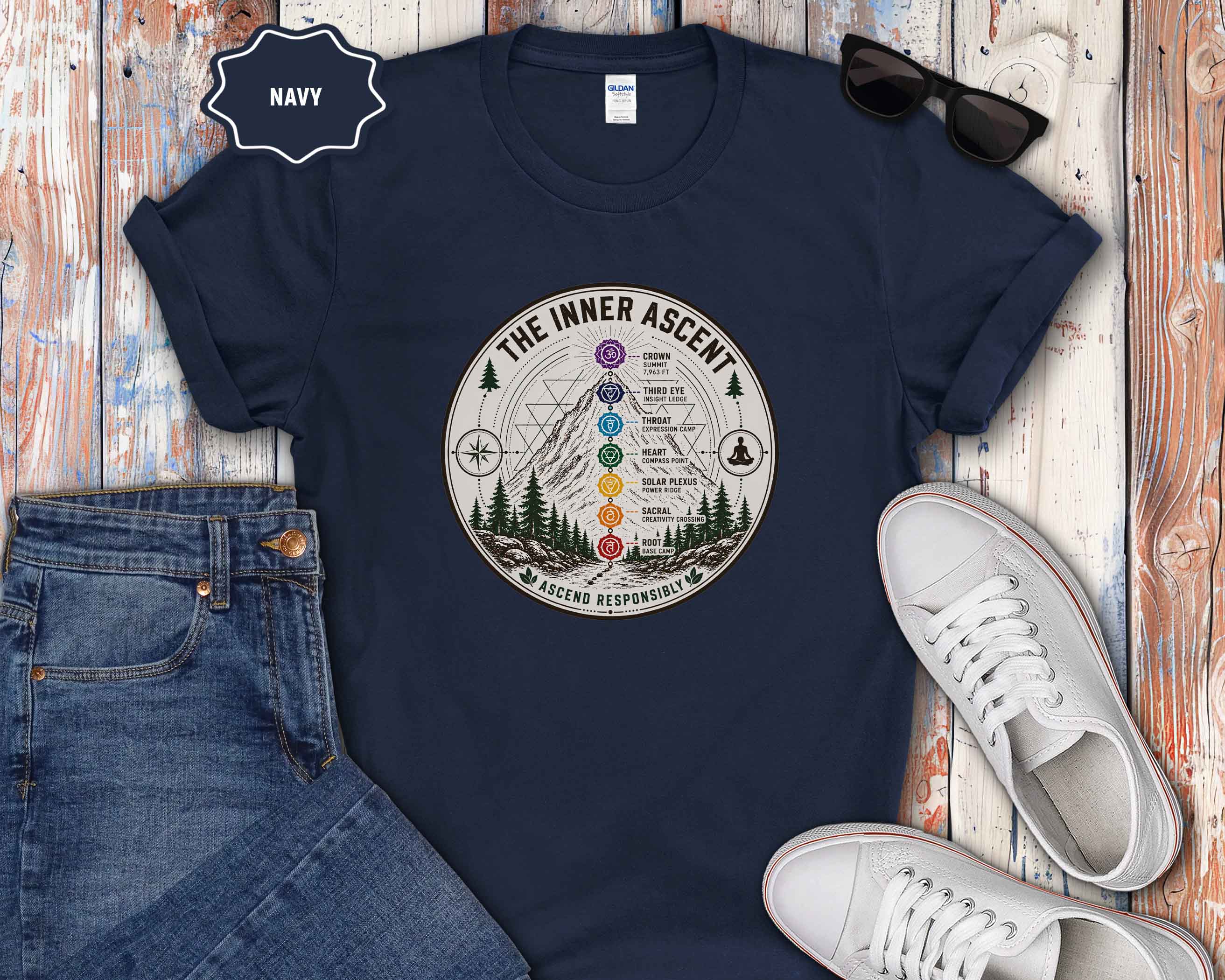 Chakra Mountains T-Shirt — The Inner Ascent Spiritual Yoga Tee