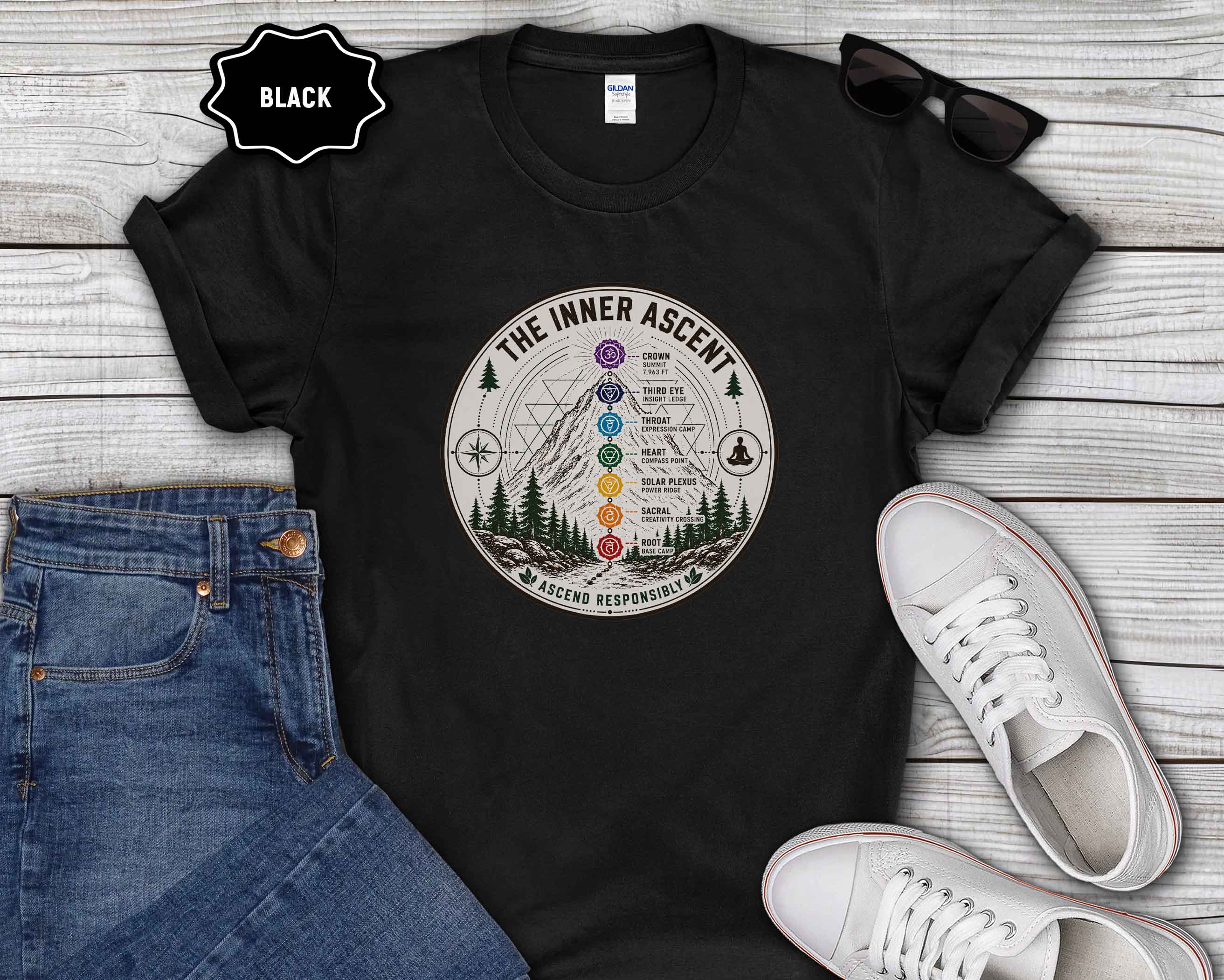 Chakra Mountains T-Shirt — The Inner Ascent Spiritual Yoga Tee