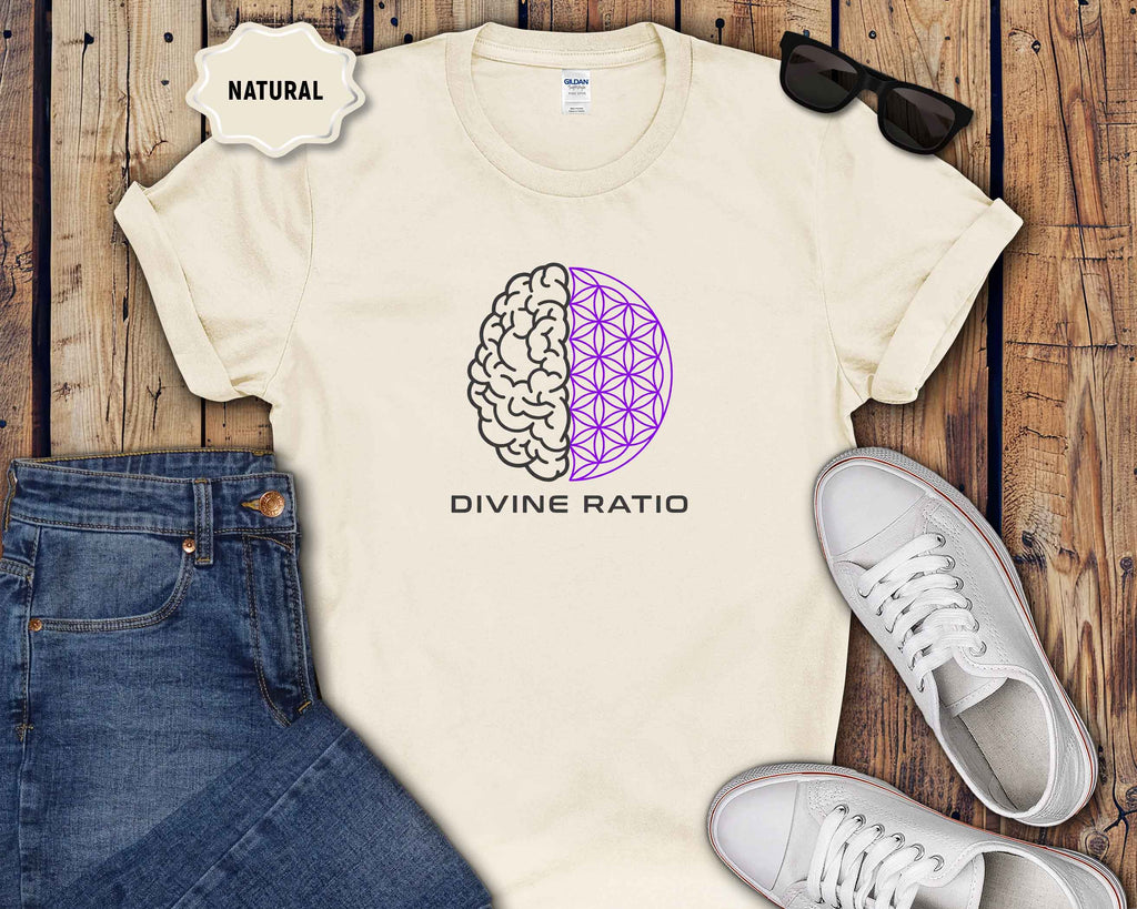 Divine Ratio T-Shirt — Brain & Flower of Life Sacred Geometry Tee