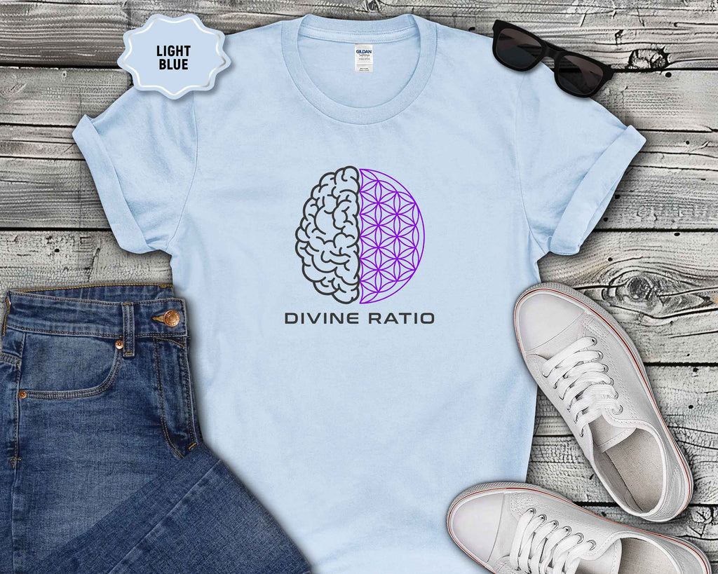 Divine Ratio T-Shirt — Brain & Flower of Life Sacred Geometry Tee