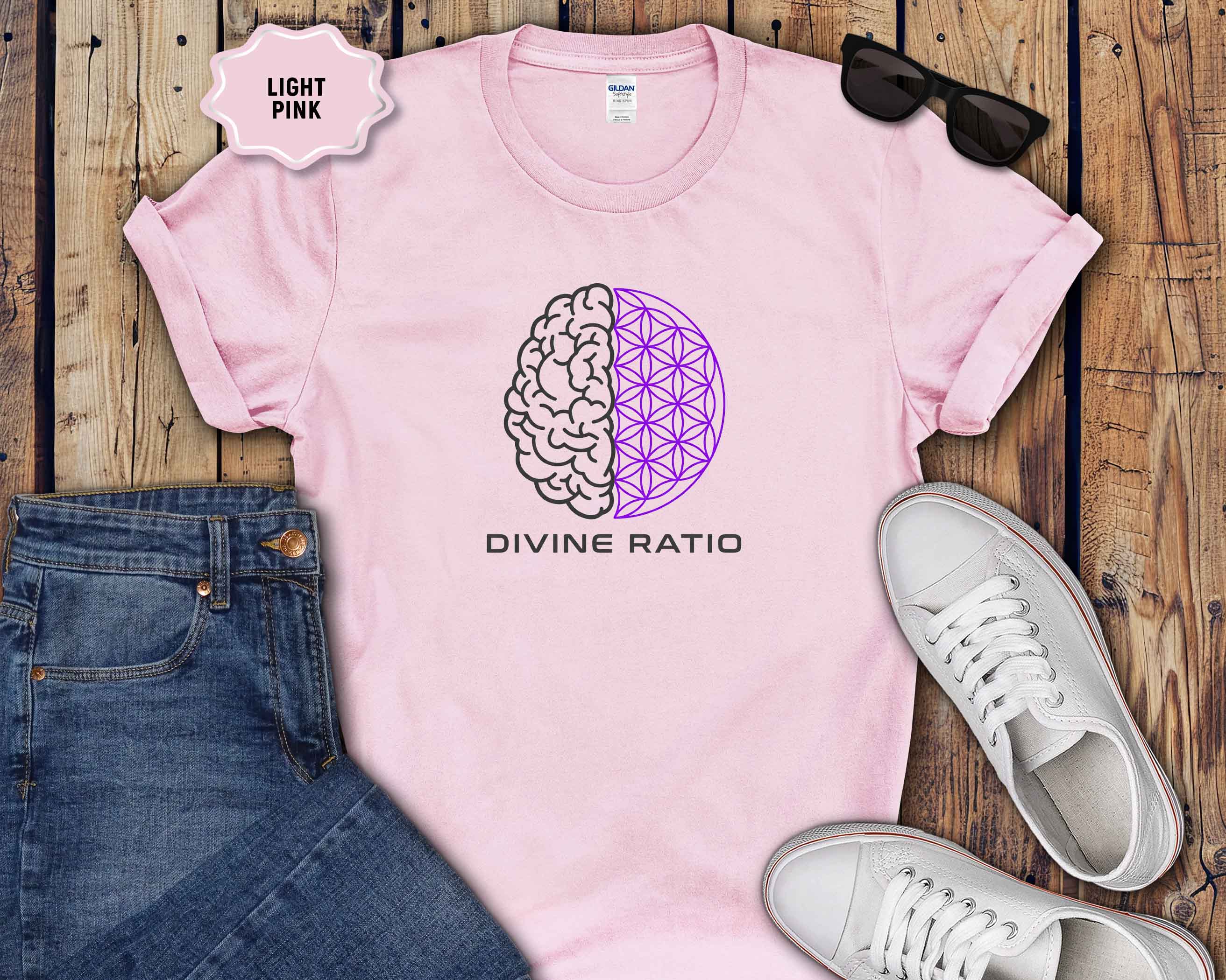 Divine Ratio T-Shirt — Brain & Flower of Life Sacred Geometry Tee