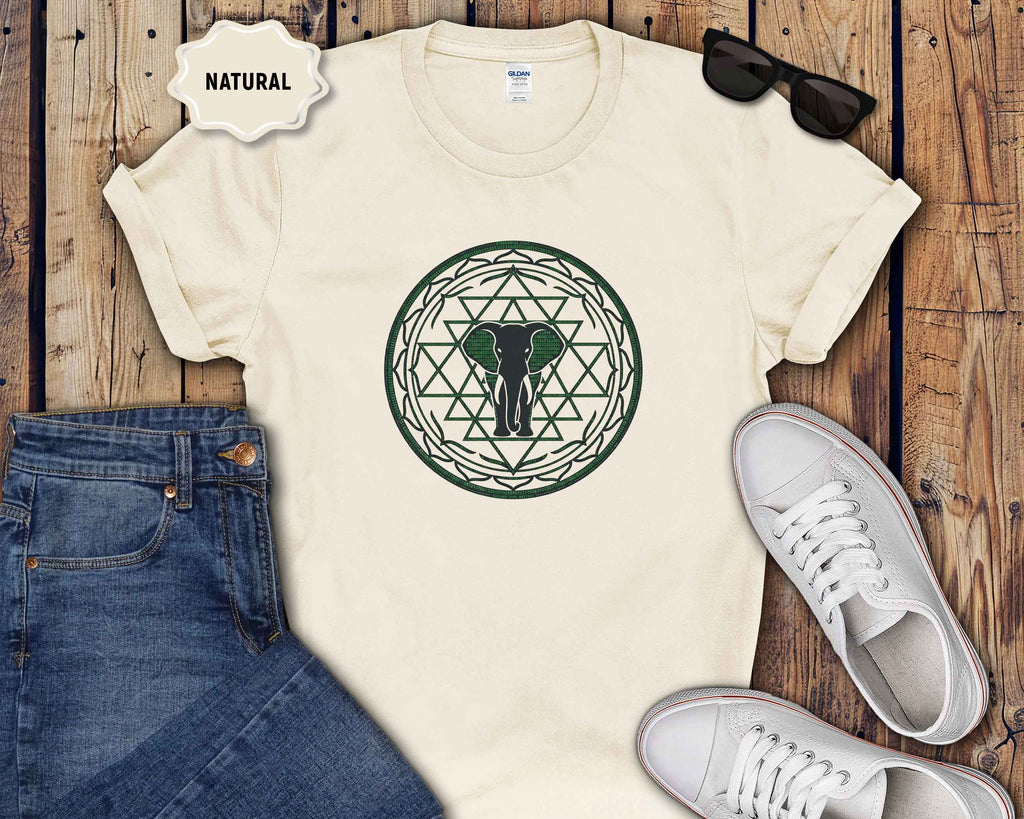 Elephant Mandala T‑Shirt — Geometric Sacred Geometry Tee