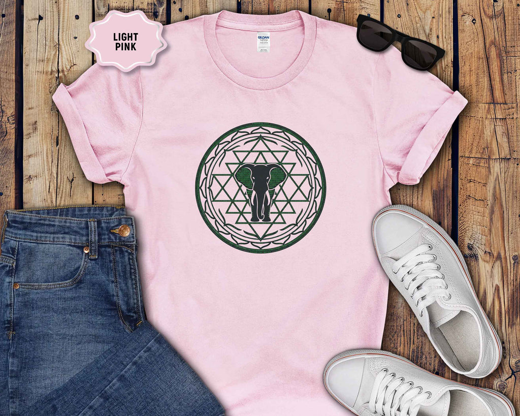 Elephant Mandala T‑Shirt — Geometric Sacred Geometry Tee