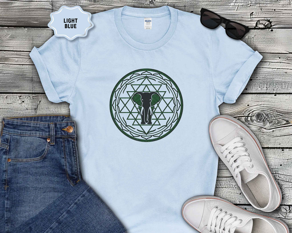 Elephant Mandala T‑Shirt — Geometric Sacred Geometry Tee