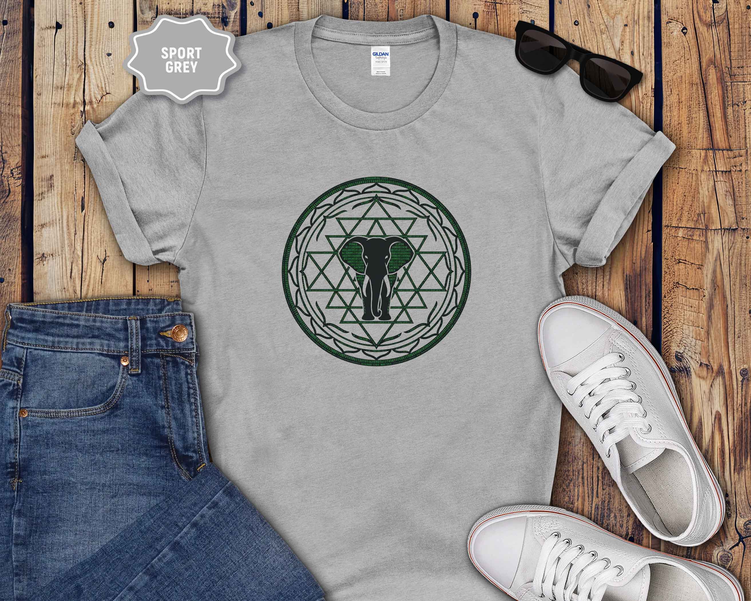 Elephant Mandala T‑Shirt — Geometric Sacred Geometry Tee