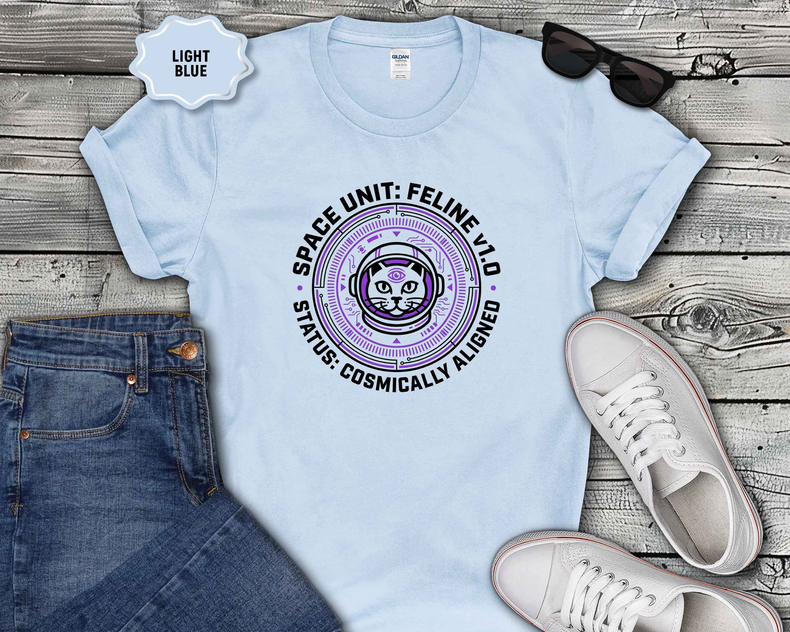 Feline Space Unit T-Shirt — “Space Unit: Feline v1.0” Astronaut Cat Graphic Tee