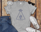 UFO Cactus T-Shirt — Minimal Alien Abduction Desert Graphic Tee