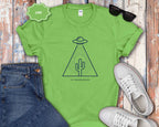 UFO Cactus T-Shirt — Minimal Alien Abduction Desert Graphic Tee