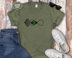 Infinity Wave Eye T-Shirt — Minimalist Soundwave & Green Eye Design