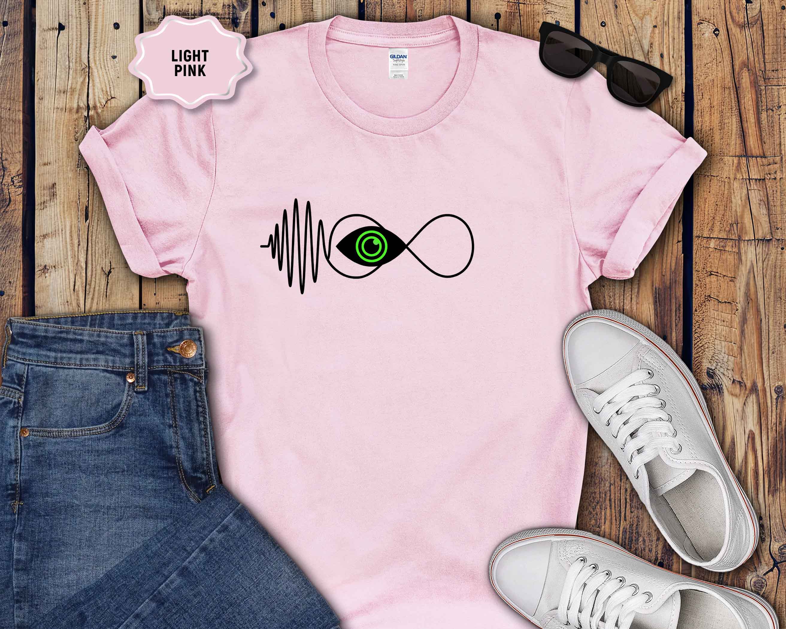 Infinity Wave Eye T-Shirt — Minimalist Soundwave & Green Eye Design
