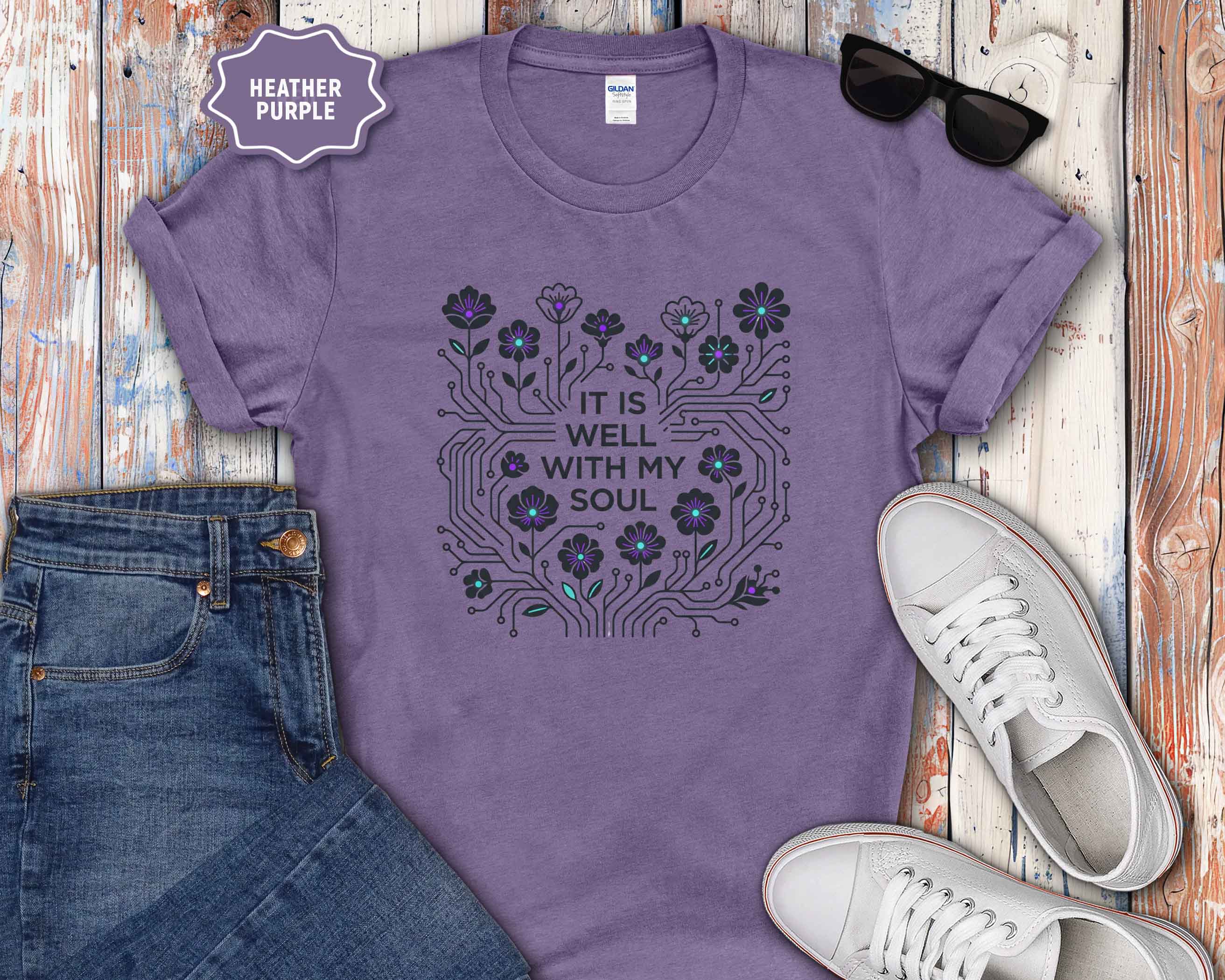 It Is Well With My Soul Floral T-Shirt — Inspirational Comfort Tee