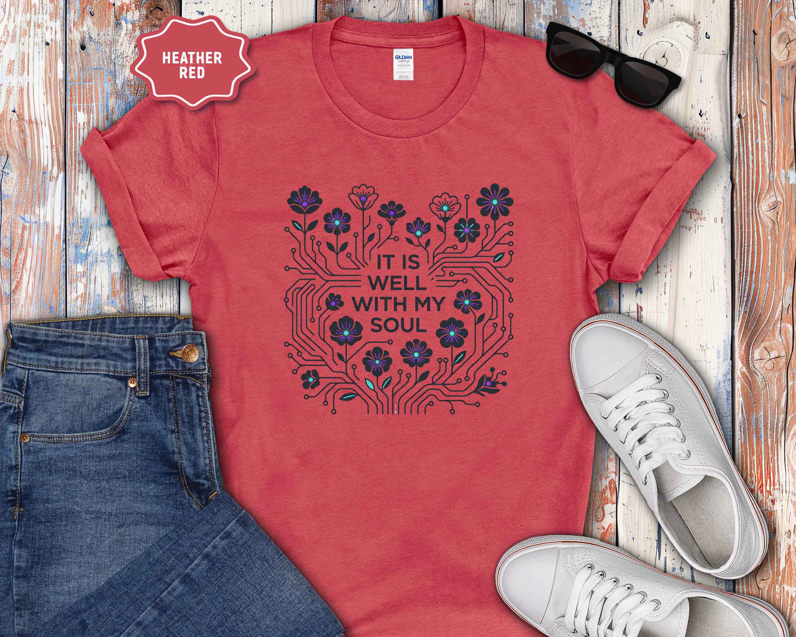 It Is Well With My Soul Floral T-Shirt — Inspirational Comfort Tee