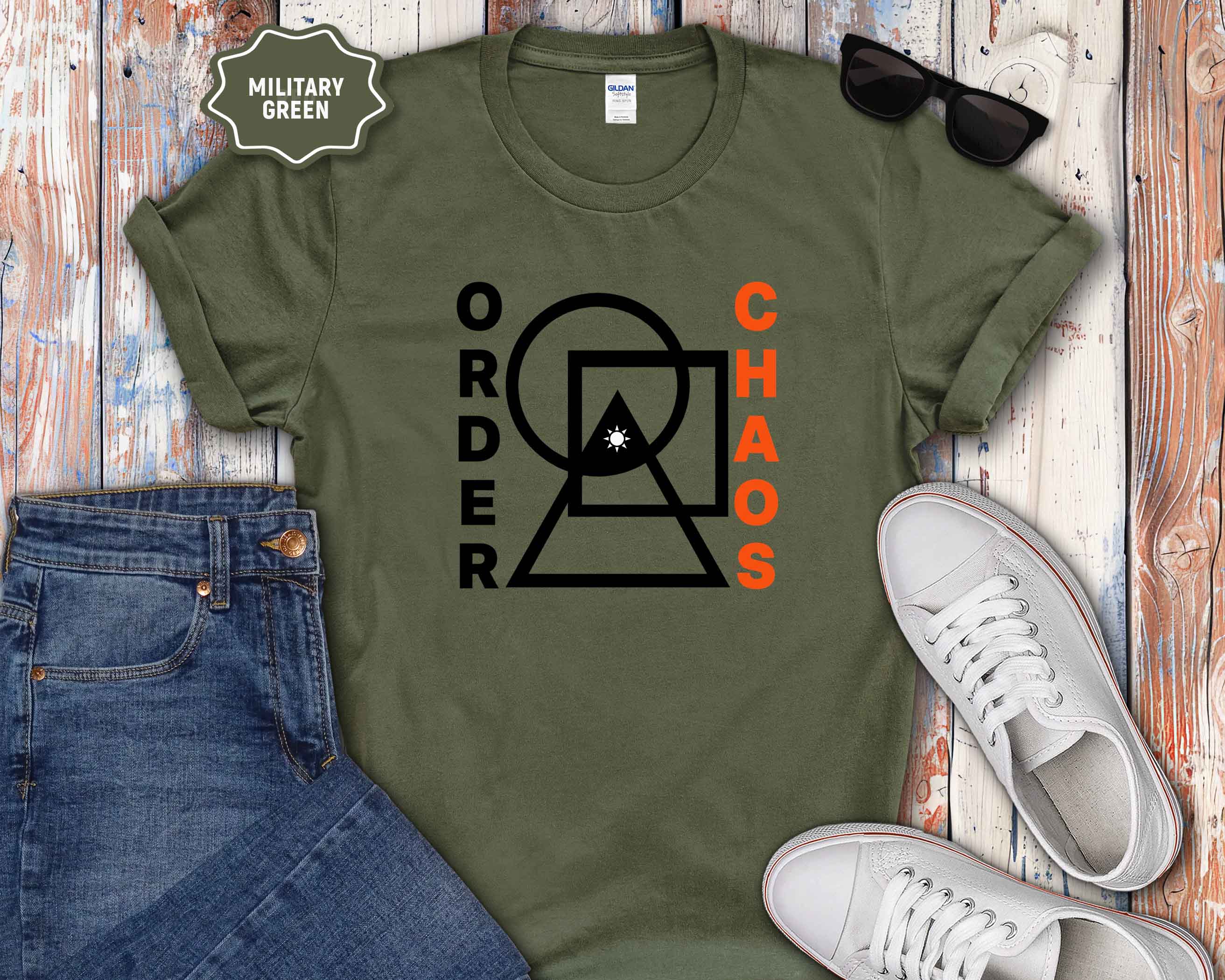 Order vs Chaos Graphic T-Shirt — Modern Geometric Design