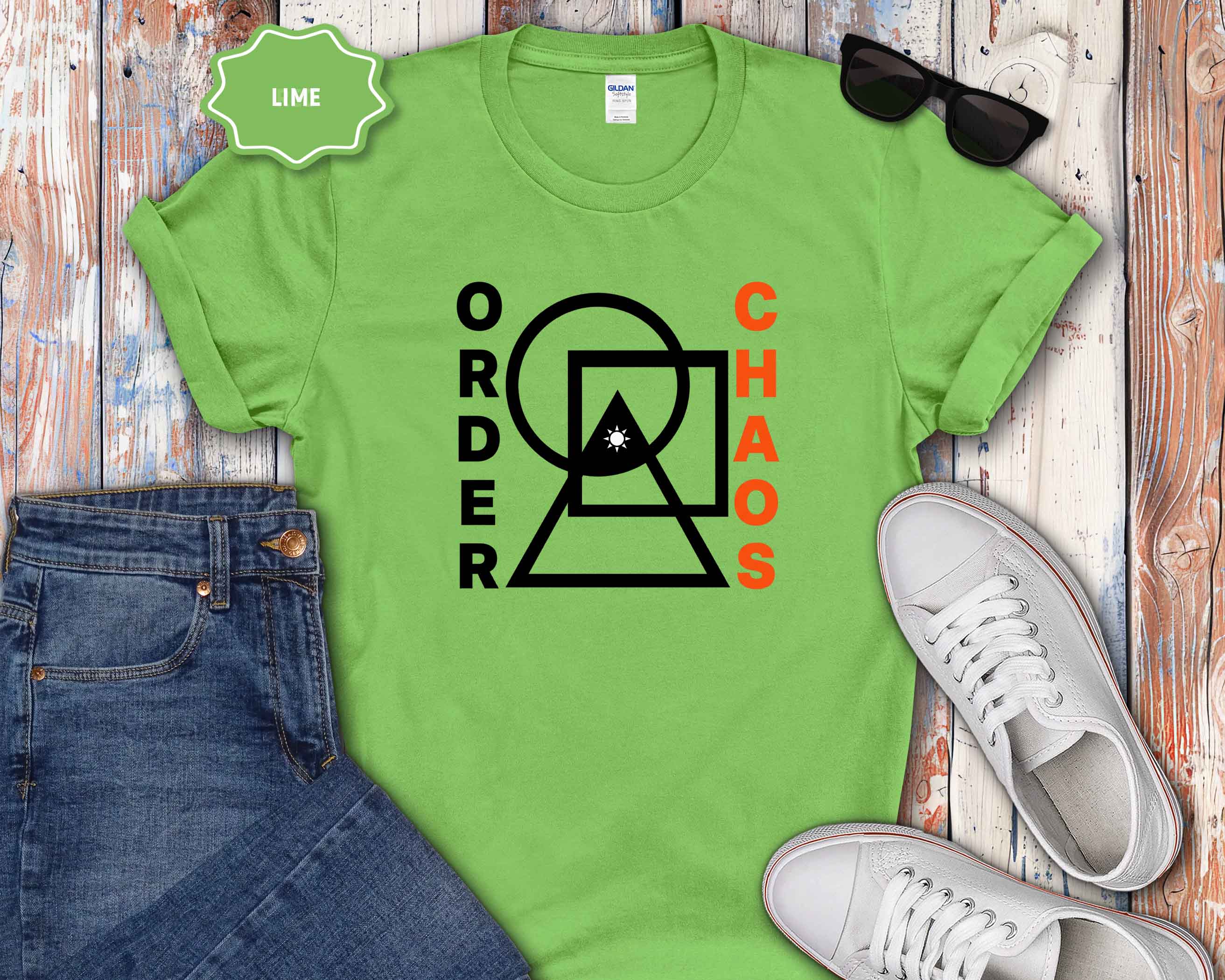 Order vs Chaos Graphic T-Shirt — Modern Geometric Design