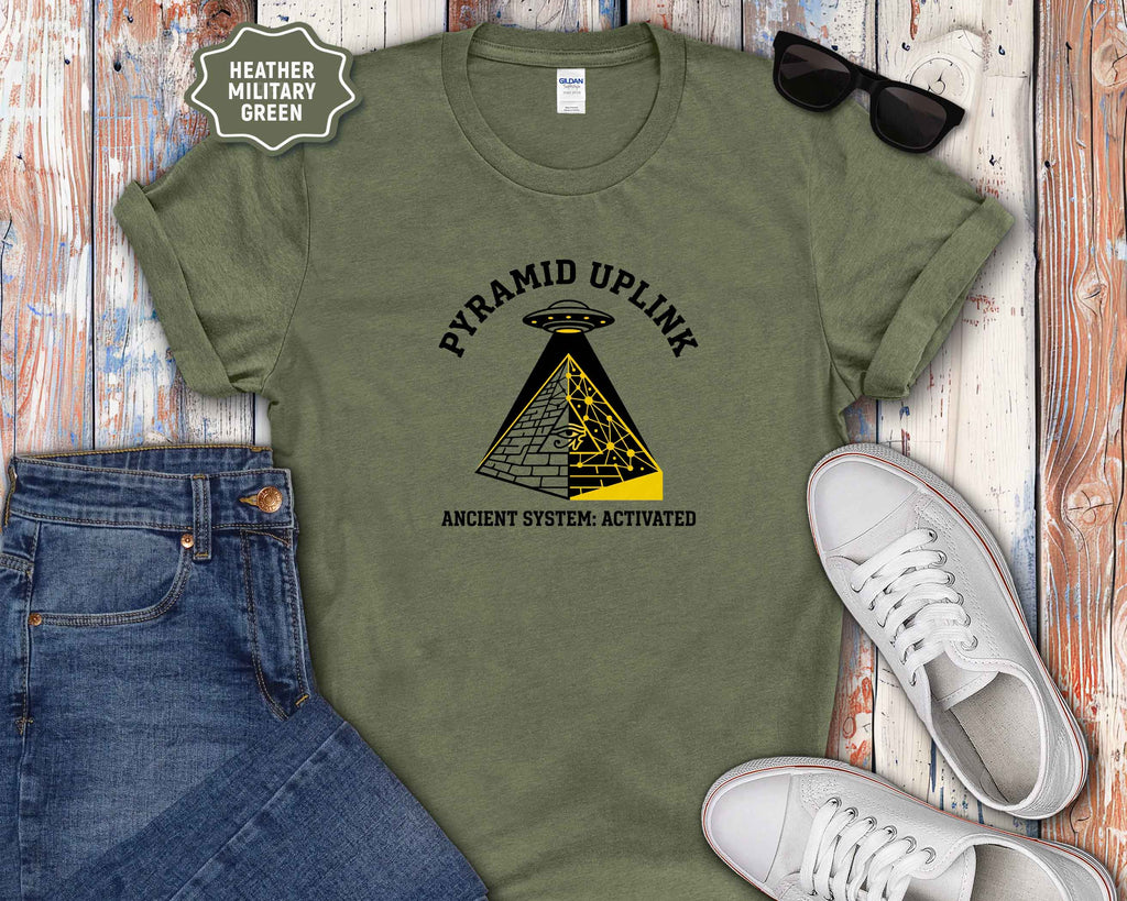 Pyramid Uplink T-Shirt — UFO & Ancient Pyramid Graphic Tee