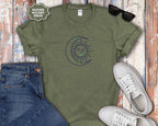 Celestial Sun & Crescent Moon T‑Shirt — Minimal Graphic Tee
