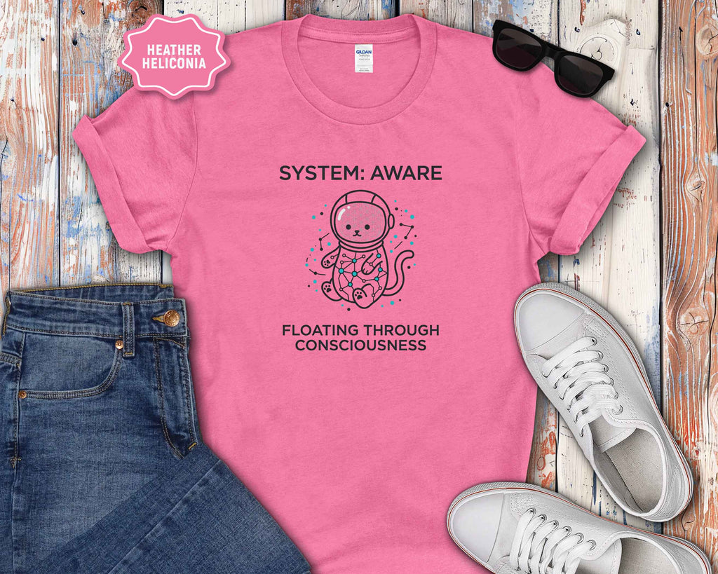 System: Aware Cat Tee — Mindfulness Astronaut Cat T-Shirt
