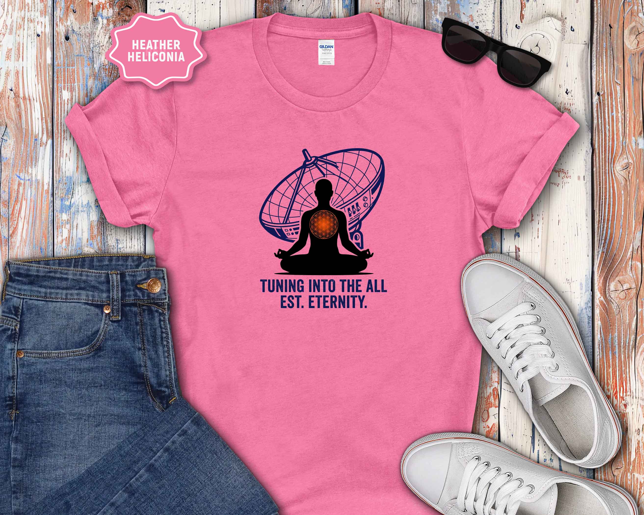 Meditation T-Shirt — "Tuning Into The All" Spiritual Yoga Tee