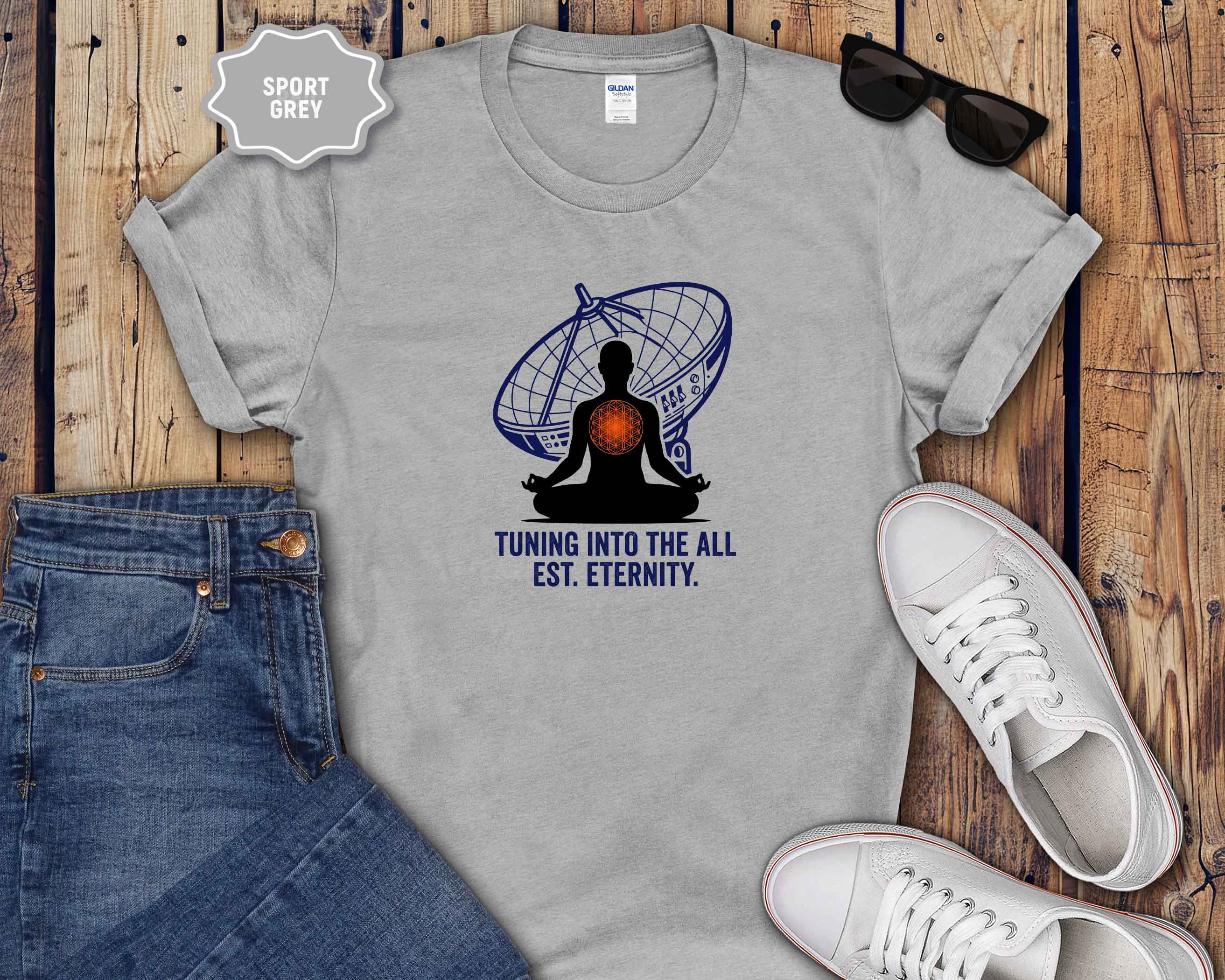 Meditation T-Shirt — "Tuning Into The All" Spiritual Yoga Tee