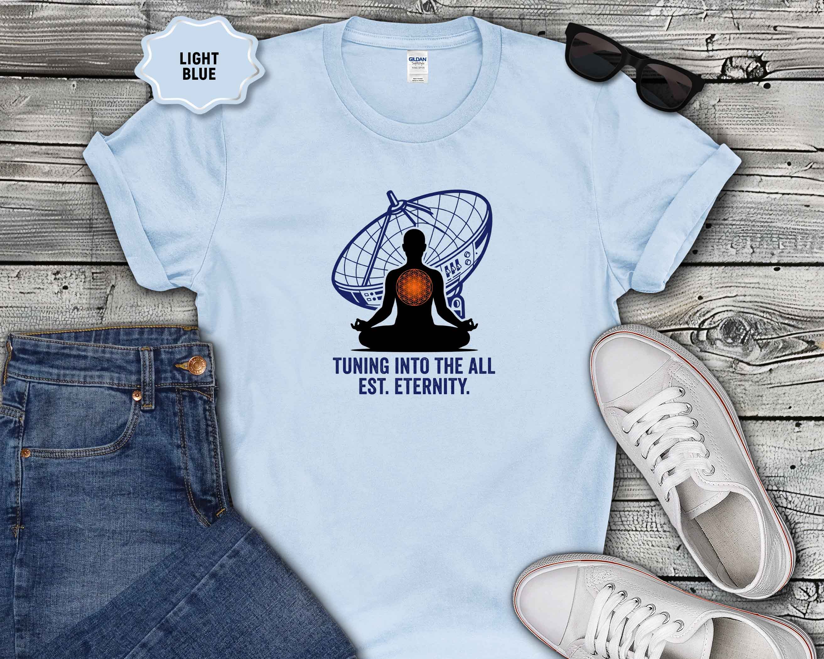 Meditation T-Shirt — "Tuning Into The All" Spiritual Yoga Tee