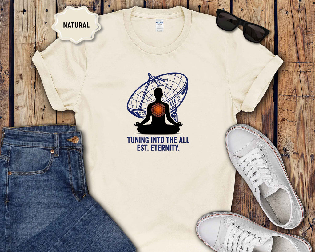 Meditation T-Shirt — "Tuning Into The All" Spiritual Yoga Tee