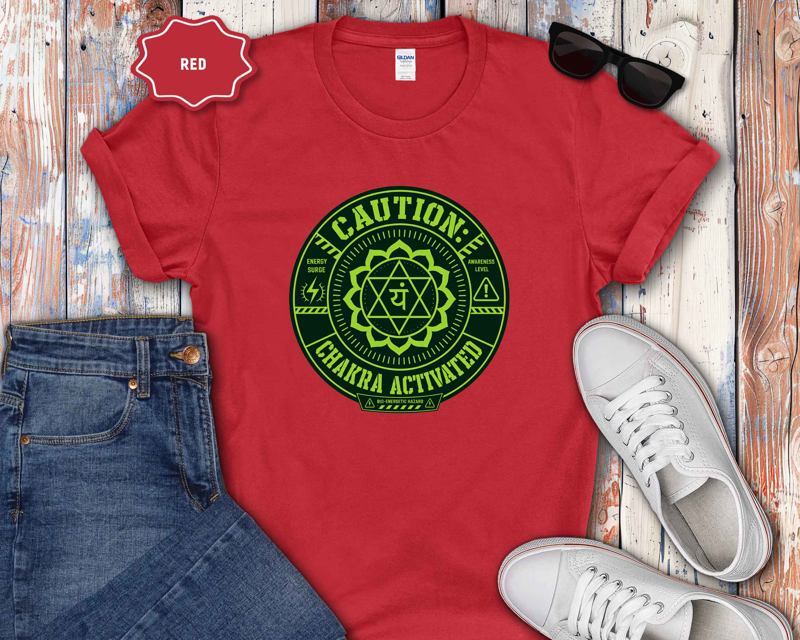 Caution Chakra Activated  Graphic T‑Shirt