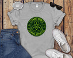 Caution: Chakra Activated T-Shirt — Neon Green Energy Symbol Tee