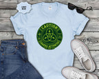 Caution: Chakra Activated T-Shirt — Neon Green Energy Symbol Tee