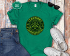 Caution: Chakra Activated T-Shirt — Neon Green Energy Symbol Tee