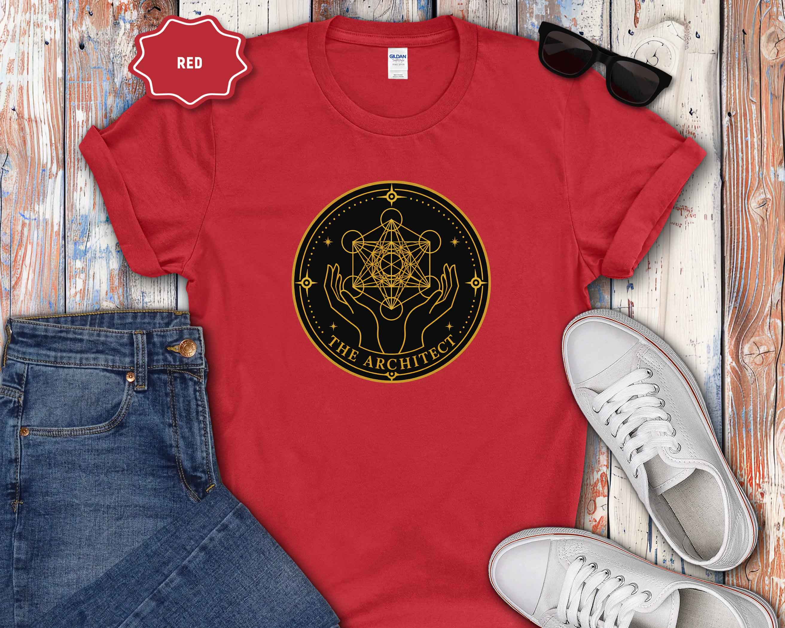 Sacred Geometry T-Shirt — Metatron’s Cube Circular Design