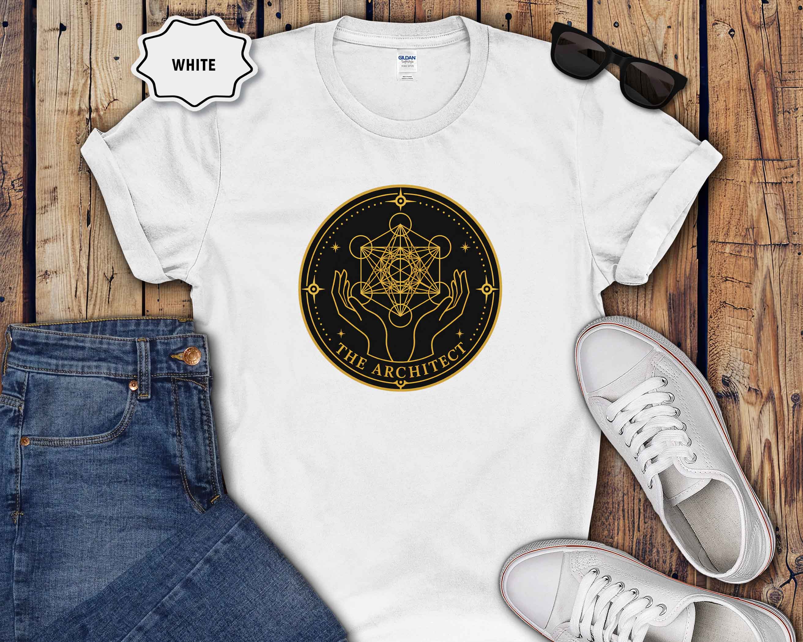 Sacred Geometry T-Shirt — Metatron’s Cube Circular Design