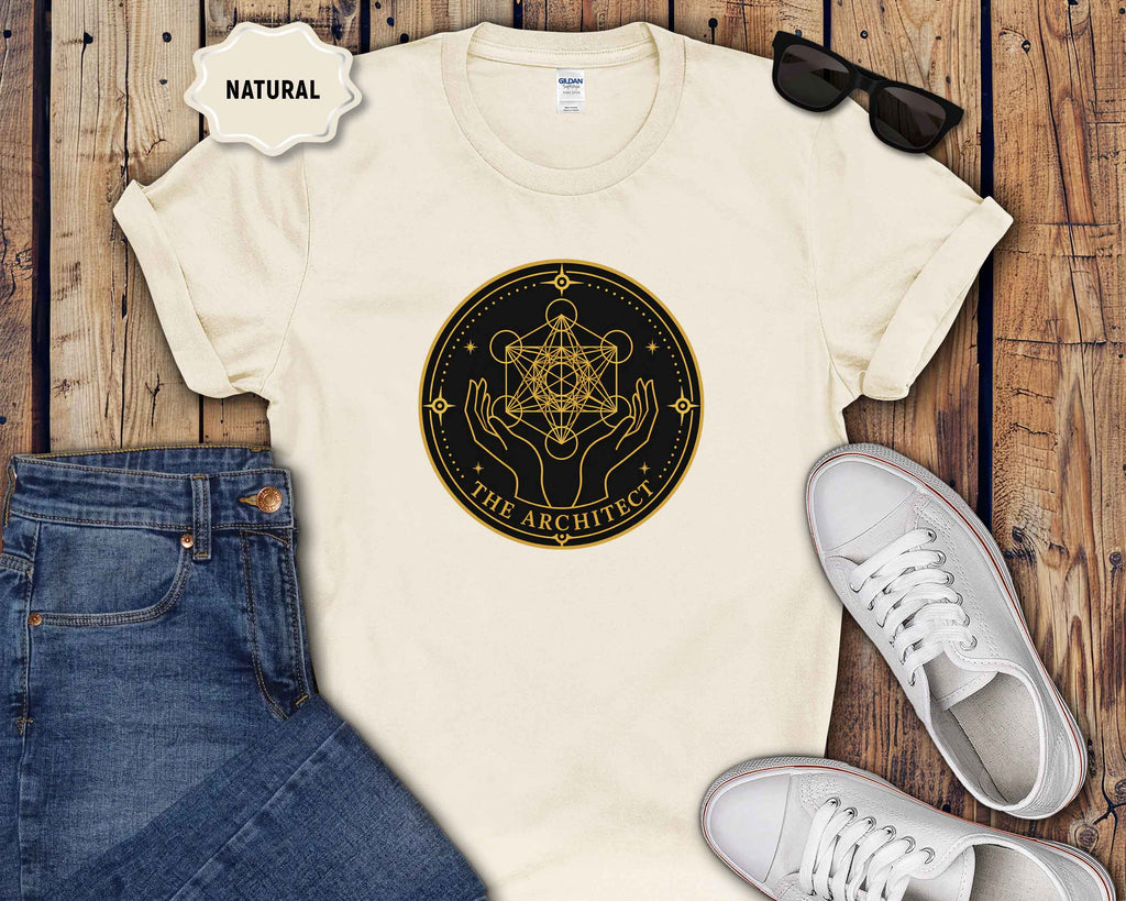 Sacred Geometry T-Shirt — Metatron’s Cube Circular Design