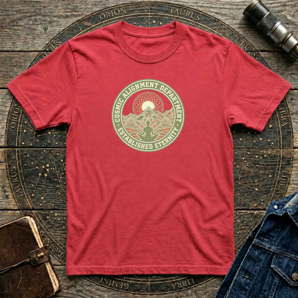 Cosmic Alignment T-Shirt – "Established Eternity" Mountain Meditation Graphic